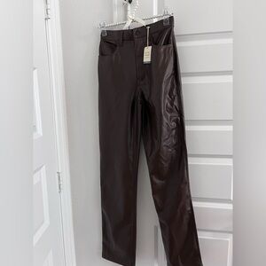 Brown Faux Leather Pants